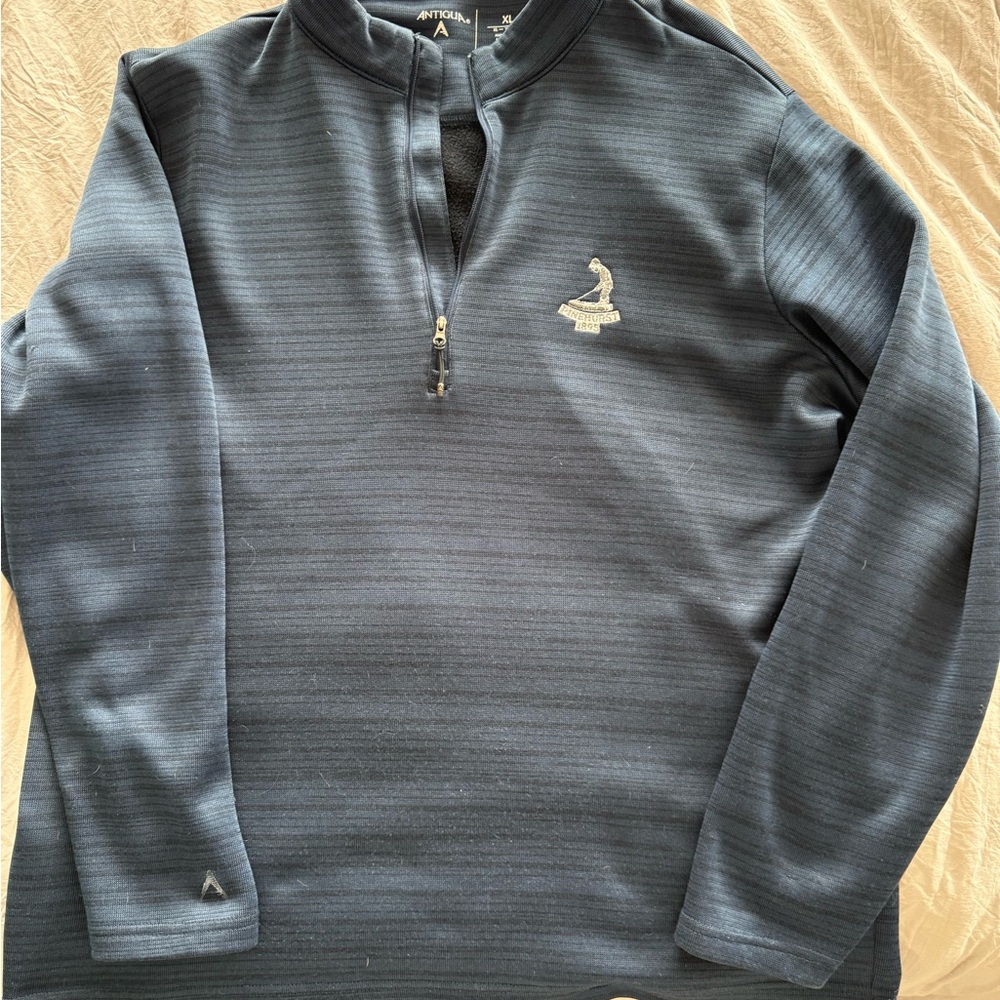 Antigua Charcoal Pullover with Gold Embroidery